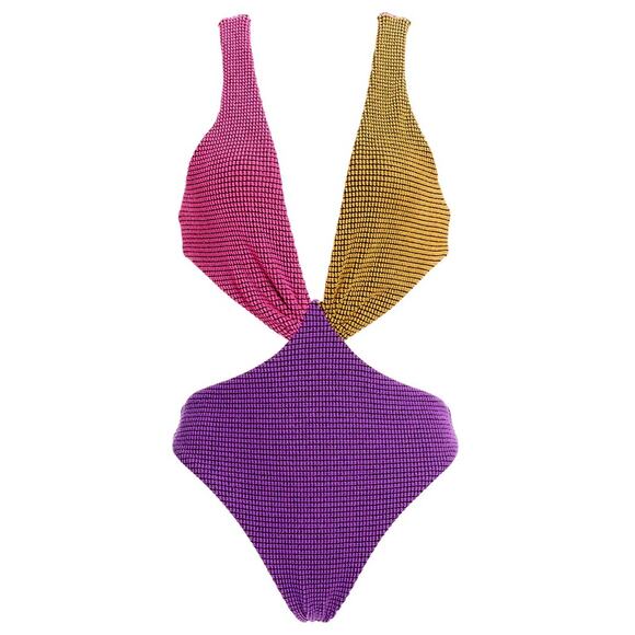 New Free People Agua Bendita Malibu Colorblock One-Piece $200 MEDIUM Textured - Picture 8 of 11